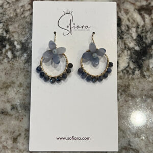 blue flower sapphire earring