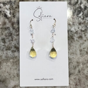 Lemon quartz and Herkimer diamond earring