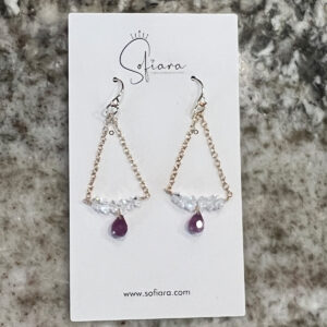 natural ruby(Myanmar) and herkimer diamond earring